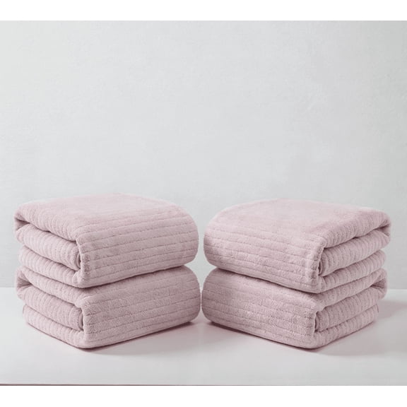 suxuMhao Striped Towels Set - 4 Pcs 29.5×13.7IN Pink Towels for Bathroom, Hand Towels , Soft Face Towels, Washcloths , Bath Towels, Soft Absorbent Towel Set for Daily Use, Durable Towels