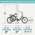 thumbnail image 7 of MOPHOTO Red Adult Tricycle 7 Speed, 3 Wheel Bike Adult, 24/26 inch Wheels Cruiser Bikes with Cargo Basket for Seniors, Women, Men, 7 of 7