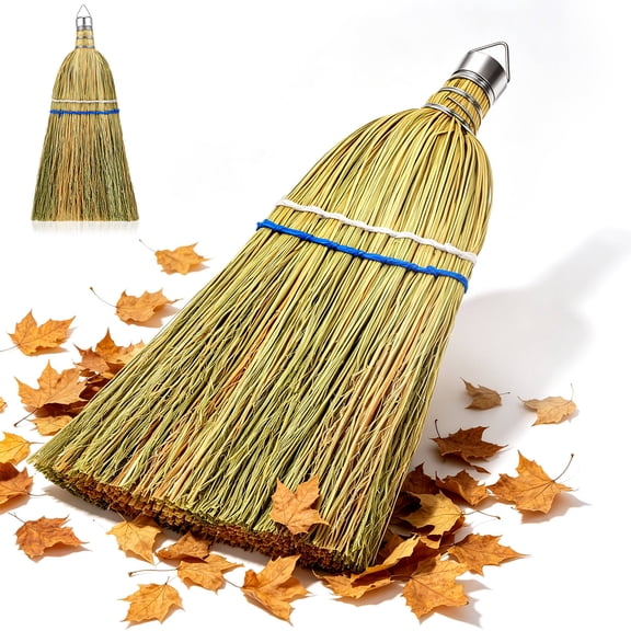 FOMIYES Heavy Duty Outdoor Whisk Broom Straw Handheld Sweeping Brush for Driveway Patio