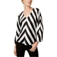thumbnail image 2 of I.N.C Womens Striped Pullover Blouse, Black, Small, 2 of 2