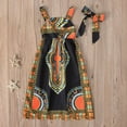 thumbnail image 4 of Glisme Girls Dresses Bohemian Flowy Long Maxi Dress Print Sleeveless Traditional Dress And Headband Two Piece Set Black Sundress Size 9-12 Months, 4 of 6