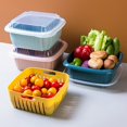 thumbnail image 2 of POINTERTECK Kitchen Strainer Basket with Cover 2 Layer Plastic Refrigerator Vegetables Fruits Wash Drain Storage Basket, 2 of 9