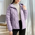 thumbnail image 2 of ClodeEU Womens Puffer Hooded Jackets, Lightweight Casual Winter Quilted Zip Up Padded Outerwear Purple,Womens Plus S, 2 of 7