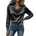 thumbnail image 6 of Asxite Plus Size Womens Tops Solid Relaxed Cowl Neck Long Sleeve Trendy Fall Casual Tees, 6 of 7