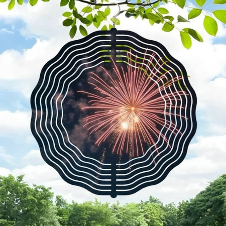 3D Metal Hanging Wind Spinners – Vibrant Sound Wave Pattern Design with Concentric Rings – Perfect for Yard and Garden Decor 3D Metal Hanging Wind Spinners – Vibrant Sound Wave Pattern Design with Concentric Rings – Perfect for Yard and Garden Decor