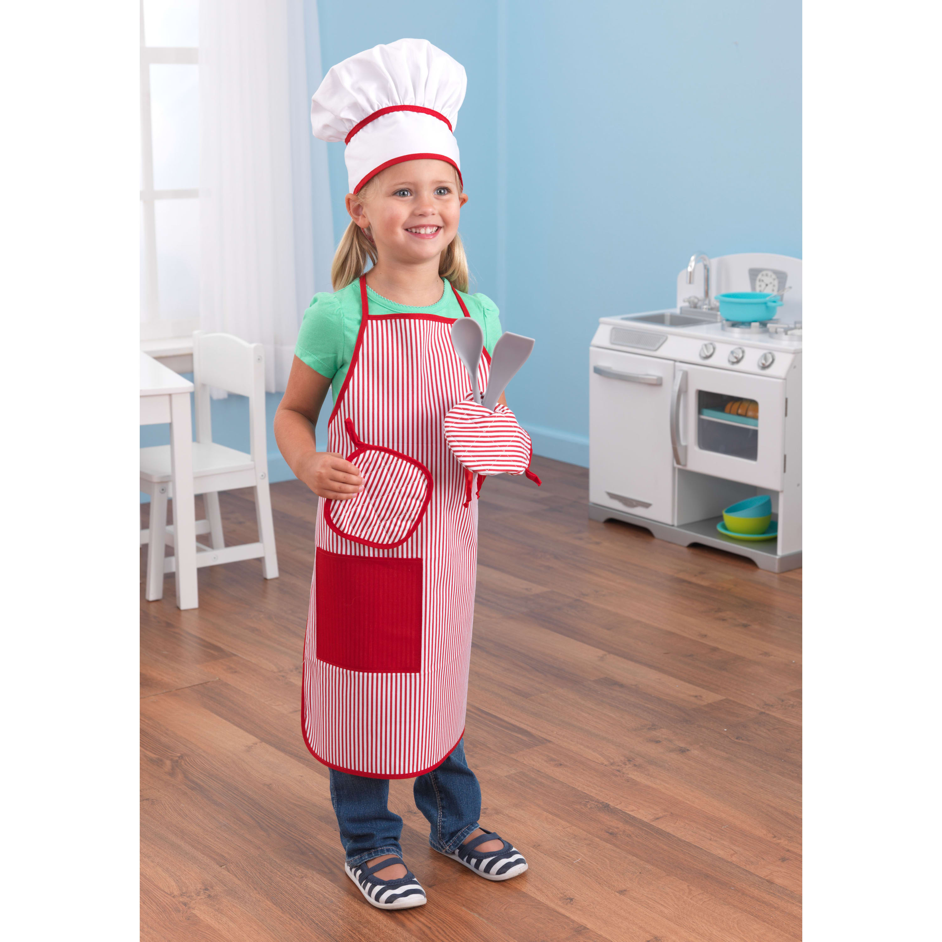 KidKraft Tasty Treats Chef Apron, Hat and Accessory Set for Kids - Red - image 4 of 4