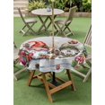 thumbnail image 3 of Outdoor Tablecloth with Umbrella Hole and Zipper, Grey Christmas Round Table Cloth 54 Inch Waterproof Tablecloth, Gnomes Xmas Tree Snowflake Gifts Picnic Table Cover for Patio Camping, 3 of 7