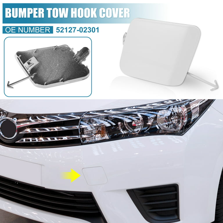 Unique Bargains Car Front Bumper Tow Hook Cover 52127-02301 for Toyota Corolla 2014 2015 2016 2017 Tow Hook Eye Cover Trailer Cap White, Size: 3.74