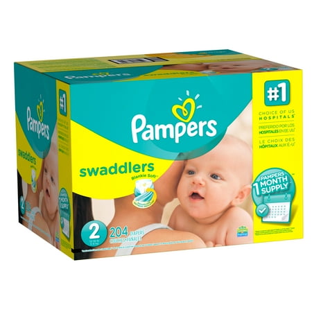 Pampers Swaddlers Diapers, Size 2, 204 Diapers