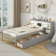 thumbnail image 4 of Costway Twin Size Bed Frame with LED Light & Power Outlet Bookcase Headboard Drawers Gray, 4 of 10