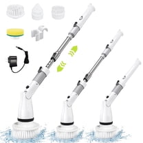Electric Spin Scrubber, Full Body IPX7 Waterproof Cordless Shower Scrubber with Extension Handle&Adjustable Angle,High Speed Power Scrubber with 4 Brush Heads for Bathroom, Tile, Tub, Glass & Sink