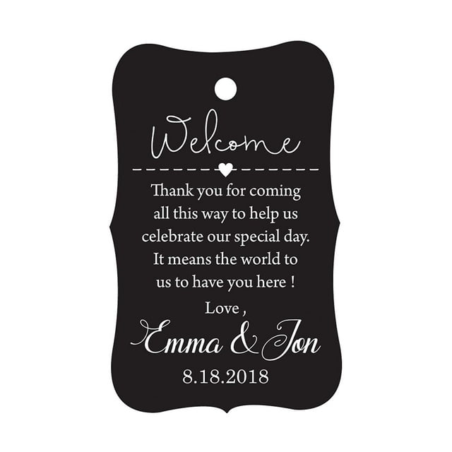 100 PCS Wedding Welcome Personalized Wedding Favor Gift Paper Tags Custom Made Thank you Hang Tags