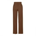 thumbnail image 4 of Brondbend Women's Straight Leg Pants Casual Cotton Pants Womens Solid Color High Waisted Pleated Front Button Trendy Pants Regular Fit Fall Versatile Office Work Lightweight, 4 of 5