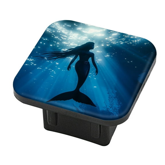 Hitch Cover Fits For 2-Inch Hitch,Silhouette Of Mermaid In The Deep Blue Oceanrubber Trailer Hitch Cover Tube Plug Insert,Car Exterior Accessories, Receiver Tube Hitch Plug