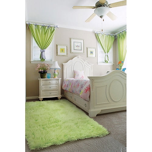 Linon Home New Zealand Wool Flokati Rug, Lime Green