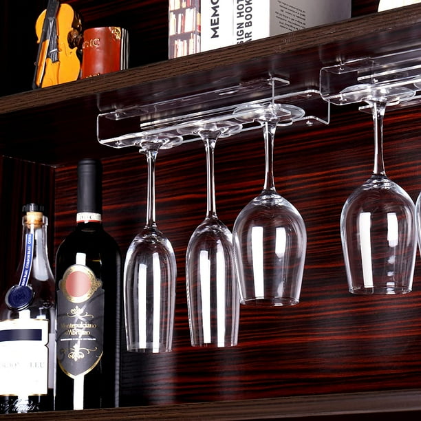 6 Pairs Wine Glass Rack Under Cabinet Acrylic Wine Glass Hanging Holder Mounted Acrylic Wine Glass Organizer for Cabinet Walmart