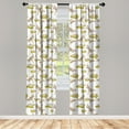 thumbnail image 3 of Ambesonne Dragonfly Curtains, Lotus Flower, Pair of 28"x63", Apple Green and Cream, 3 of 5