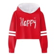 thumbnail image 4 of Byoo Hoodies for Little Girls Graphic Letter Print Long Sleeve Casual Hooded Sweatshirt Soft Pullover Tops,Red, 4 of 4