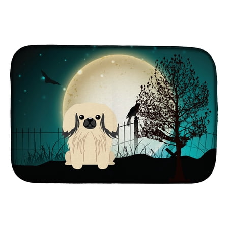 Halloween Scary Pekingnese Cream Dish Drying Mat