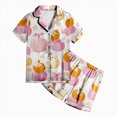thumbnail image 4 of KPOPLK Halloween Kids Pajama Sets Girls Satin Silk Short Sleeve Tops and Shorts 2-Piece Snug-Fit Holiday Pajamas Soft Sleepwear Outfits,Size 12-13 Years, 4 of 5