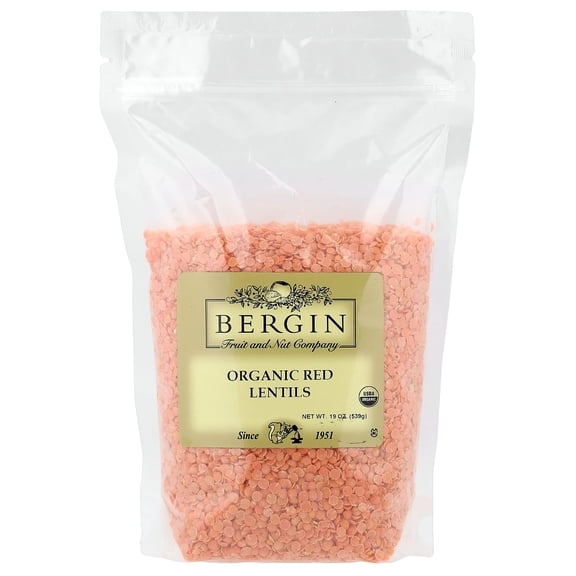 Bergin Fruit and Nut Company Organic Red Lentils, 19 oz (539 g)