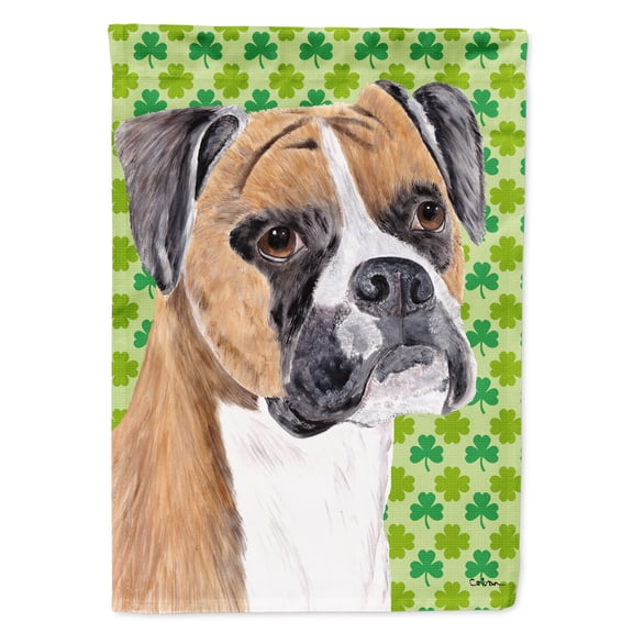 Carolines Treasures SC9310-FLAG-PARENT Boxer St. Patricks Day Shamrock Portrait Flag  multicolor