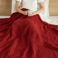 thumbnail image 5 of OLLIIX Rowan Modern Chenille Waffle Throw in Red, 50" x 60", 5 of 9