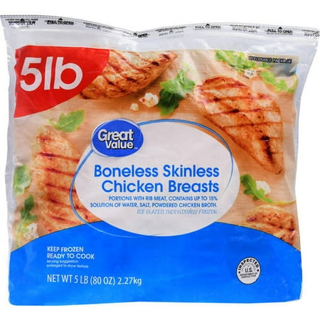 Great Value All Natural Boneless Skinless Chicken Breasts, 5 lbs ...