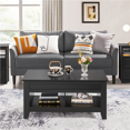 thumbnail image 2 of Fullfurnique 41" Lift Top Coffee Table with Hidden Compartment & 2 Open Shelves, Black, 2 of 10