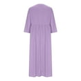 thumbnail image 4 of SMihono Stylish Women's Summer Cotton Button Down Short Sleeve Maxi Dress with Pockets Casual Loose V-Neck Plus Size Flowy High Waist Dresses Purple L, 4 of 9