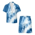 thumbnail image 4 of IWRICH Men's Short Sleeve Suit Sets Tie-Dye Formal Blazer Jacket and Shorts Wedding Party Business Casual Attire 10-Blue XL, 4 of 4