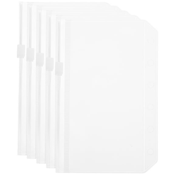 Troglfold binder pouch 5Pcs Loose Leaf Notebook Bags Zipper Binder Folders Six-holes Document Bags File Storage Bags,5.2"X3.43"X0.04"