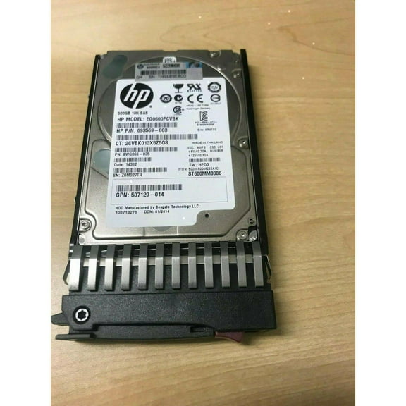 HP EG0600FCVBK 693569-003 600GB 10K 6G 2.5" SAS SC HARD DRIVE G8 G9 9WG066-035