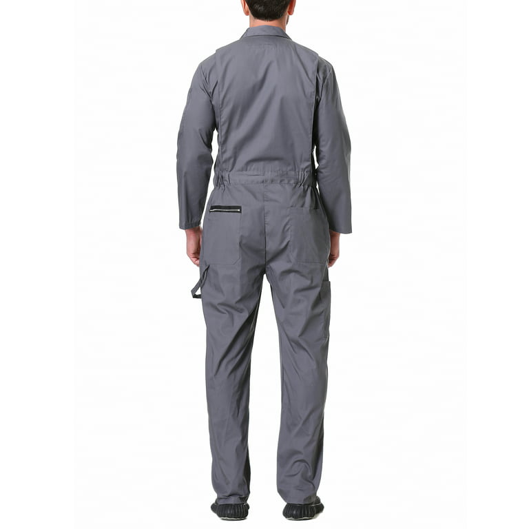 Toptie Men's Long Sleeve Coverall Action Back Coverall with Zipper