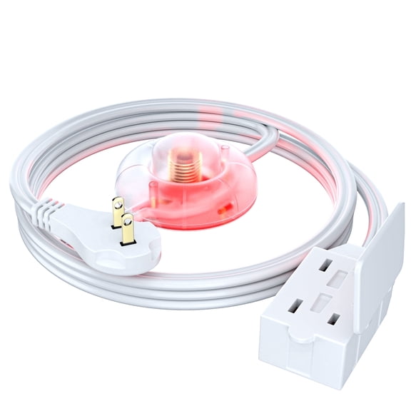 Maximm 6 ft Angled Flat Plug 3-Outlet Extension Cord with Switch and Safety Covers, 16 Awg, Black