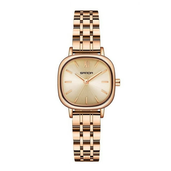 Explojoy Women's Rose Gold Quartz Watch – Luxury Casual Leather Wristwatch with Elegant Analog Display