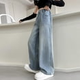 thumbnail image 5 of Hrsba Girls Jeans Full Length Straight Leg Wide Leg Denim Pants Embroidery and Print Soft Casual Daily Bottoms for Girls Fashion Outdoor Wearing, 5 of 7