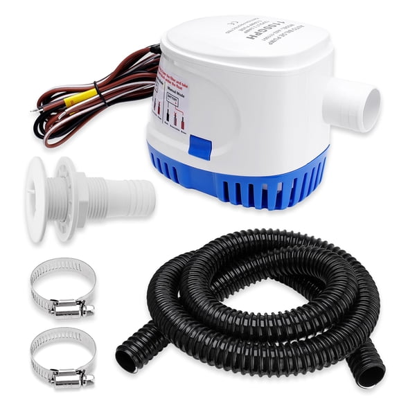 1100GPH 12V Automatic Submersible Boat Bilge Water Pump With Auto Float Switch for Fishing Boats, Runabouts, Yachts, Cruisers