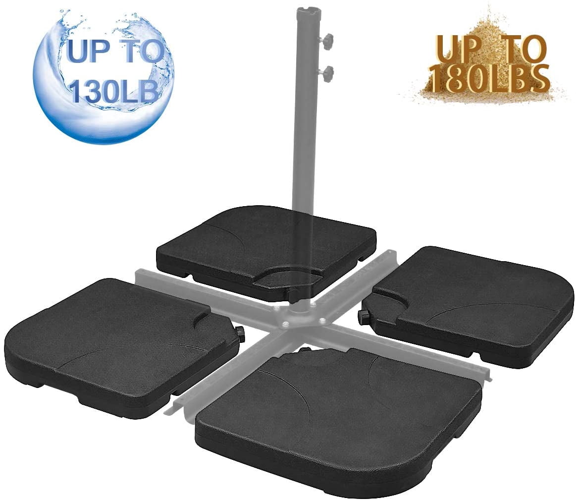 4-Piece Cantilever Offset Patio Umbrella Base Stand, Fills Up to 160lbs Sand or Water Square Patio Umbrella Stand Black