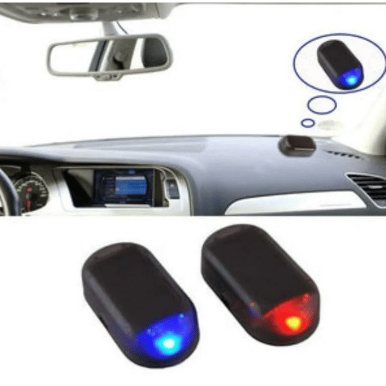  PerfecTech Car Solar Power Simulated Dummy Alarm Warning  Anti-Theft LED Flashing Security Light with New USB Port （Blue） : Automotive