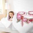 thumbnail image 4 of jejeloiu Bowtie Christmas Wreath Bedding Comforter Set,Pink Heart Print Twin Comforter Sets,Red Berry Pink Leaf Bedding Set For Princess,Ultra Soft Home Decor Reversible,2 Pieces, 4 of 8