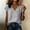 Gray, variant on PiGOGI Women’s V Neck Solid Color Linen Short Sleeve Top Casual Blouse Purple M