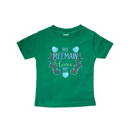 

Inktastic My Meemaw Loves Me with Flowers and Hearts Gift Baby Boy or Baby Girl T-Shirt