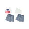 thumbnail image 2 of Suealasg 2Pcs Kids Girls 4th of July Clothes Set  Sleeveless Stars Print Camisole +Irregular Denim Skirt 1-6 Years Little Girls Summer Independence Day Memorial Day Outfits, 2 of 9