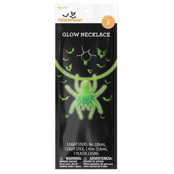 Spider Glow Necklace Party Favor, Green, 10.75", Halloween by Way To Celebrate