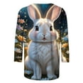 thumbnail image 5 of EGNMCR Easter T-Shirts à Imprimé pour Femmes T-Shirts Graphiques pour Femmes T-Shirts pour Femmes T-shirt Décontracté Mode T-shirt Imprimé Manches 3/4 Col Rond Froncé Chandail Blouse Hauts T-Shirts pour Femmes, 5 of 5