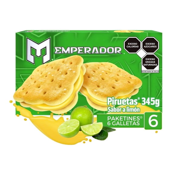 Galletas Emperador Piruetas sabor limón 345 g