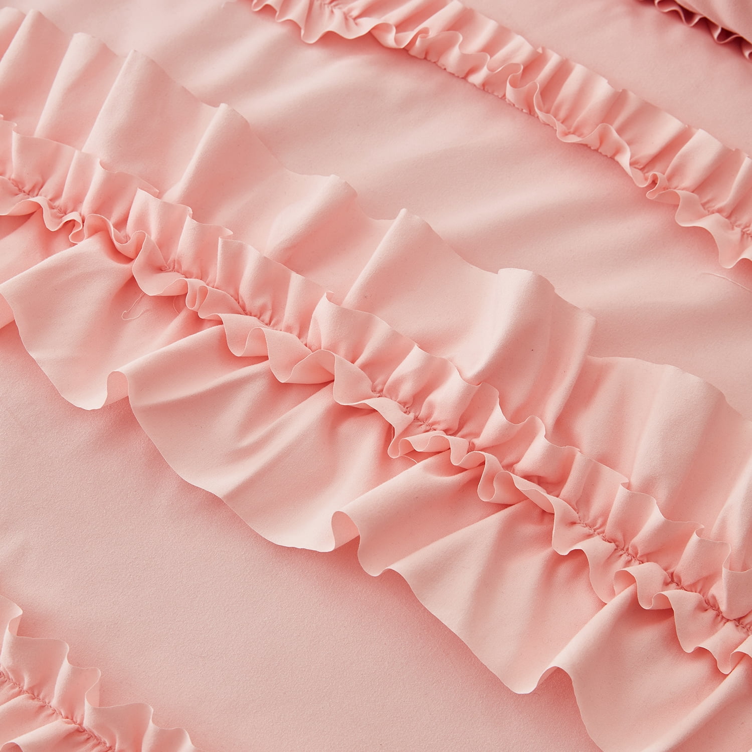 EvJk 7-Piece Peach Comforter Set - Delicate Butterfly Ruched Design , King Size in a Bag