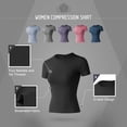 thumbnail image 2 of Camiseta de compresión para mujer, elástica, de manga corta, ajustada, superior, entrenamiento atlét Abanopi Camiseta deportiva de mujer, 2 of 7