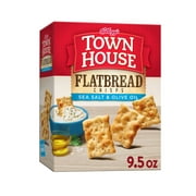 Town House Flatbread Crisps Sea Salt and Olive Oil Oven Baked Crackers, Party Snacks, 9.5 oz
